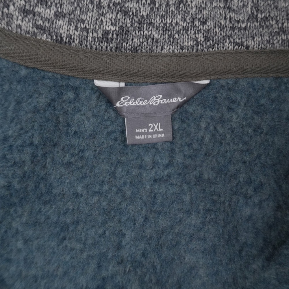 Eddie Bauer Radiator Fleece Pullover Mens 2XL Peacock Blue 1/4 Zip Sweater Knit - Picture 3 of 7